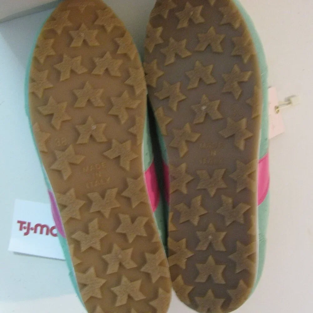 * Mila Paoli Leather Sneaker 7 1/2 8 NWT $70 Mint Green & Pink Lace Up Shoe - Picture 7 of 7